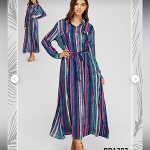 Velzera Striped Button Down Shirt Dress Size 1XL